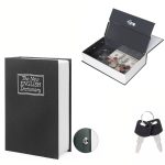 Coffre-Fort Créatif En Forme Livre – Avec 2 Clés – 24 Cm × 15,5 Cm × 5,5 Cm Noir