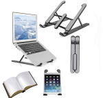 Support Pliable Pour Ordinateur Portable et Tablette Jusqu'à 15 Pouces - Gain De Place - 6 Niveaux De Réglage