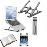 Support Pliable Pour Ordinateur Portable et Tablette Jusqu'à 15 Pouces - Gain De Place - 6 Niveaux De Réglage