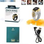 Montre-Bague Avec Compteurs De Prières - 5 Rappels D'heures De Prière - Guide D'orientation De La Prière - Batterie Longue Durée - Ècran OLED - Résistante à L'eau - Rechargeable -Réveil Azan - Blanc