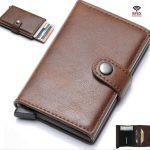 Portefeuille Avec Porte-cartes en Métal - Cuir - Marron Foncé