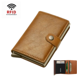 Portefeuille Avec Porte-cartes en Métal - Cuir - Marron clair