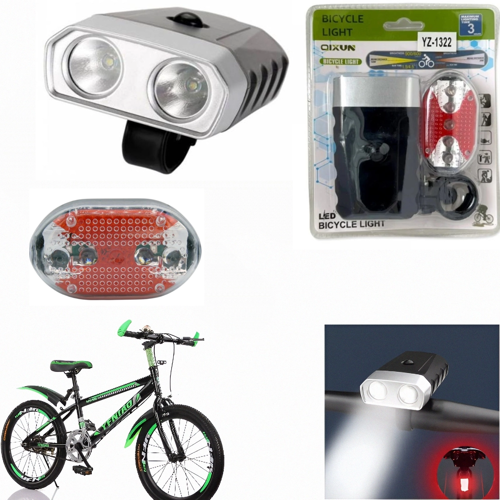 Polish_20260227_092315856.webp Kit D'éclairage De Vélo À Piles Avant Et Arrière - Rechargeable - Résistante À L'eau – Image 1