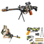 Jeu Pistolet Mitrailleur À Barillet - Étui - Bandoulière - Lumières Clignotantes - Effets Sonores - Design Militaire