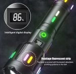 Lampe De Poche Laser Blanche - Longue Portée - Zoomable - avec Bandes Lumineuses - Torche - 3000 LM- Rechargeable – Image 5