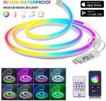 Bande Néon Flexible - DC 5V - WiFi - Bluetooth - Télécommande - IP67 - Étanche - pour Jardin et Décoration Intérieure - 5M – Image 9