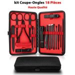 Ensemble Professionnel De Manucure et Pédicure 18 Pièces Multifonctions Avec Boîte de Cadeau - Noir