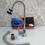 Robinet d'évier de cuisine avec bec pivotant - Plaque contemporaine en céramique chromée - Bobine - Rotation à 360° – Image 5