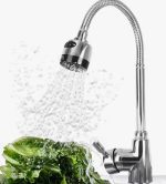 Robinet d'évier de cuisine avec bec pivotant - Plaque contemporaine en céramique chromée - Bobine - Rotation à 360° – Image 14