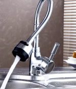 Robinet d'évier de cuisine avec bec pivotant - Plaque contemporaine en céramique chromée - Bobine - Rotation à 360° – Image 16