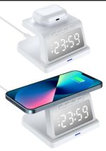 Réveil Multifonctionnel - Chargeur Sans Fil Rapide 15W - Affichage Horloge LED