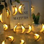 Guirlande lumineuse Led - Lune - En Plastique pour Décoration du Ramadan et De L’Aïd – 20 LED - 3M – Deux Modes D’éclairage