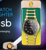 Briquet avec Montre Coupe-vent - Portable - Multifonctionnel Pour Une Uilisation Intérieure et Extérieure - Bleu – Image 2