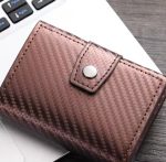 Portefeuille Avec Porte Cartes Intelligent 2en1 en Aluminium Métallique Pour Cartes De Crédit - Billets De Banque - Métal Fin - Unisexe - Marron – Image 4