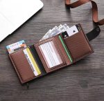 Portefeuille Avec Porte Cartes Intelligent 2en1 en Aluminium Métallique Pour Cartes De Crédit - Billets De Banque - Métal Fin - Unisexe - Marron – Image 2