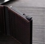 Portefeuille Avec Porte Cartes Intelligent 2en1 en Aluminium Métallique Pour Cartes De Crédit - Billets De Banque - Métal Fin - Unisexe - Marron – Image 7