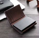 Portefeuille Avec Porte Cartes Intelligent 2en1 en Aluminium Métallique Pour Cartes De Crédit - Billets De Banque - Métal Fin - Unisexe - Marron – Image 6