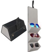 Étui à Lunettes Pliable 3 En 1 En Cuir PU - Multi-usages - Noir