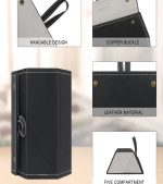 Étui à Lunettes Pliable 3 En 1 En Cuir PU - Multi-usages - Noir – Image 9