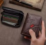 Portefeuille en Cuir D'inspiration Vintage Avec Plusieurs Emplacements Pour Cartes - Marron Foncé