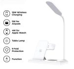 Chargeur Sans Fil Pliable HT-503 15 W Pour Téléphones  Montres et Ècouteurs Avec Lampe De Table LED Tactile Flexible - Blanc – Image 8