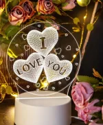 Lampe De Nuit À Base Én Bois Acrylique - USB power - Veilleuse - Gravée - Doré – Image 9