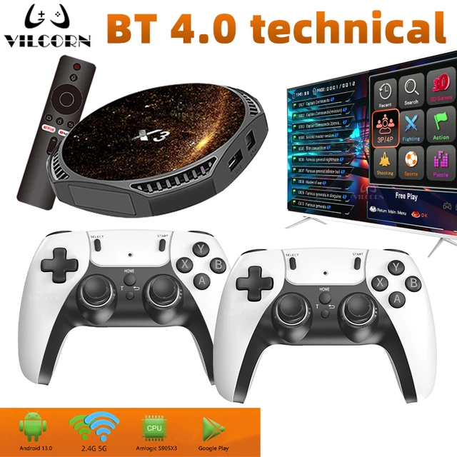 Sff653712ac684f438eb7b9b5b28eb082X.jpg_640x640Q90.jpg_.webp Console De Jeu Rétro Android 13.0 - X3 Game Stick 4K – Plus de 20 000 jeux - Décodeur d'images - Wi-Fi - 2 Manette - Télécommande – Image 1