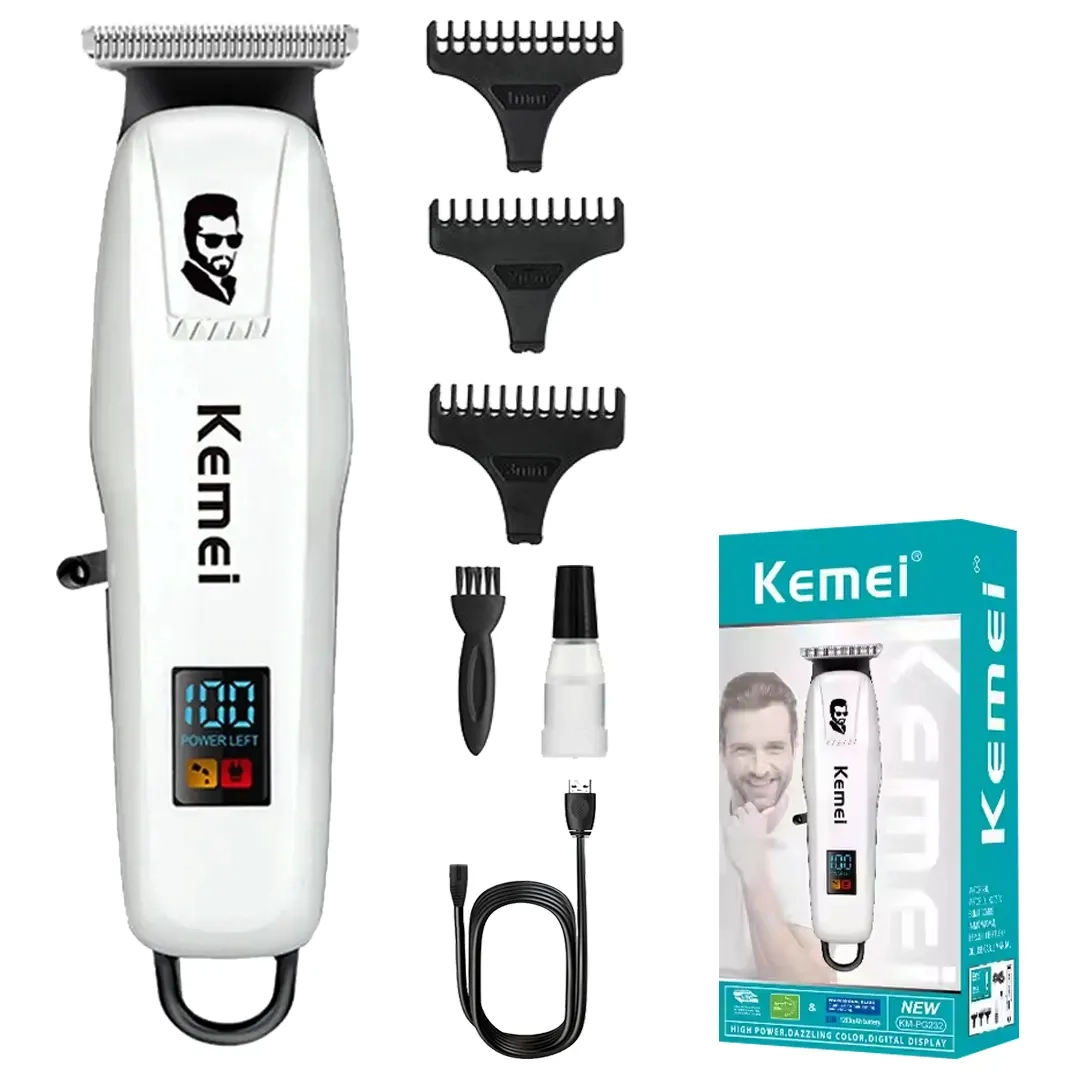 TONDEUSE-CHEVEUX-KEMEI-KM-PG232.webp Tondeuse À Cheveux Professionnelle Sans Fil KM-PG 232 - Autonomie De 120 Minutes - 4 Réglages De Longueur – Image 1