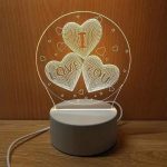 Lampe De Nuit À Base Én Bois Acrylique - USB power - Veilleuse - Gravée - Doré – Image 4