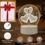 Lampe De Nuit À Base Én Bois Acrylique - USB power - Veilleuse - Gravée - Doré – Image 2