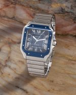 Montre Carrée Pour Homme - Chiffres Romains - Guichets De Date - Mécanique Automatique - Résistante à L'eau