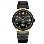 Montre Curren Pour Homme Avec Bracelet Bicolore en Acier Inoxydable Noir et Doré - Affichage De La Date - Résistante à L'eau – Image 3