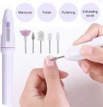 Kit De Manucure et De Pédicure Électrique 5 en 1- Appareil Alimenté Par Batterie - Blanc – Image 4