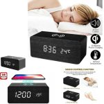 Réveil LED Horloge en Bois - Alarme - Température - USB - Avec Chargeur Sans Fil