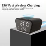 Réveil Numérique - Avec Chargeur Sans Fil 15w - LED Horloge Digitale- Réglable - Noir – Image 6