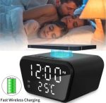 Réveil Numérique - Avec Chargeur Sans Fil 15w - LED Horloge Digitale- Réglable - Noir