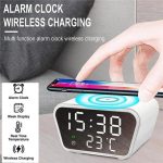 Réveil Numérique-Avec Chargeur Sans Fil 15w - LED Horloge Digitale- Réglable - Blanc