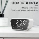 Réveil Numérique-Avec Chargeur Sans Fil 15w - LED Horloge Digitale- Réglable - Blanc – Image 2