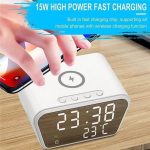 Réveil Numérique-Avec Chargeur Sans Fil 15w - LED Horloge Digitale- Réglable - Blanc – Image 3