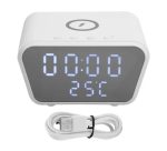 Réveil Numérique-Avec Chargeur Sans Fil 15w - LED Horloge Digitale- Réglable - Blanc – Image 6
