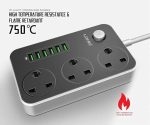 Prise D'extension De Courant - Antistatique - Comprend 6 Ports USBet 3 Prises Britanniques - Rallonge De 3 Metres – Image 3