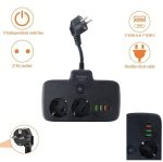 Multiprise Intelligent 6EN1 - 2 Port Prises CA - 3 USB - 1 TYPE C - Anti-Surtension Avec Interrupteur Ét Sécurité Enfant - T2435 - Noir