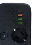 Multiprise Intelligent 6EN1 - 2 Port Prises CA - 3 USB - 1 TYPE C - Anti-Surtension Avec Interrupteur Ét Sécurité Enfant - T2435 - Noir – Image 7