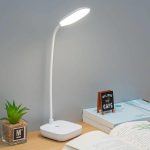 Lampe De Bureau Flexible Lampe De Bureau Flexible - Support Téléphone - Chargement USB - 3 Modes D'éclairage - Bouton Tactile - Blanc – Image 4