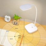 Lampe De Bureau Flexible Lampe De Bureau Flexible - Support Téléphone - Chargement USB - 3 Modes D'éclairage - Bouton Tactile - Blanc – Image 5