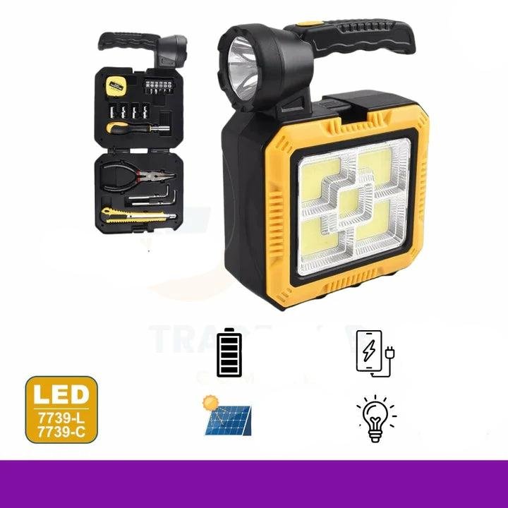 gvc.product.image_.1729002825136.22648d08-e3a0-45f8-866b-48a5c4f84cd5.jpeg Lanterne Solaire - 6 Modes - Multifonctions - Rechargeable + Trousse À Outils – Image 1
