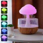 Humidificateur D'air avec Lampe Pluie De Champignons - Diffuseur D'aromathérapie - 7 Couleurs - Rechargeable - Télécommande