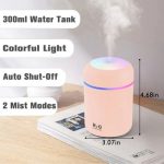 Diffuseur De Parfum Portable Avec Lumière Colorée- 300 Ml - Rose – Image 2