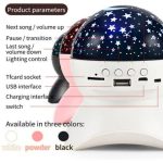 Lampe de Projection de Ciel Étoilé Bluetooth - Speaker - USB - Carte Mémoire - Musique - Noir – Image 4