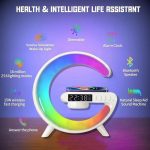 Haut-parleur Bluetooth intelligent Rechargeable - Réveil - Chargeur Sans Fil avec 15 W - Veilleuse LED RGB – Image 2
